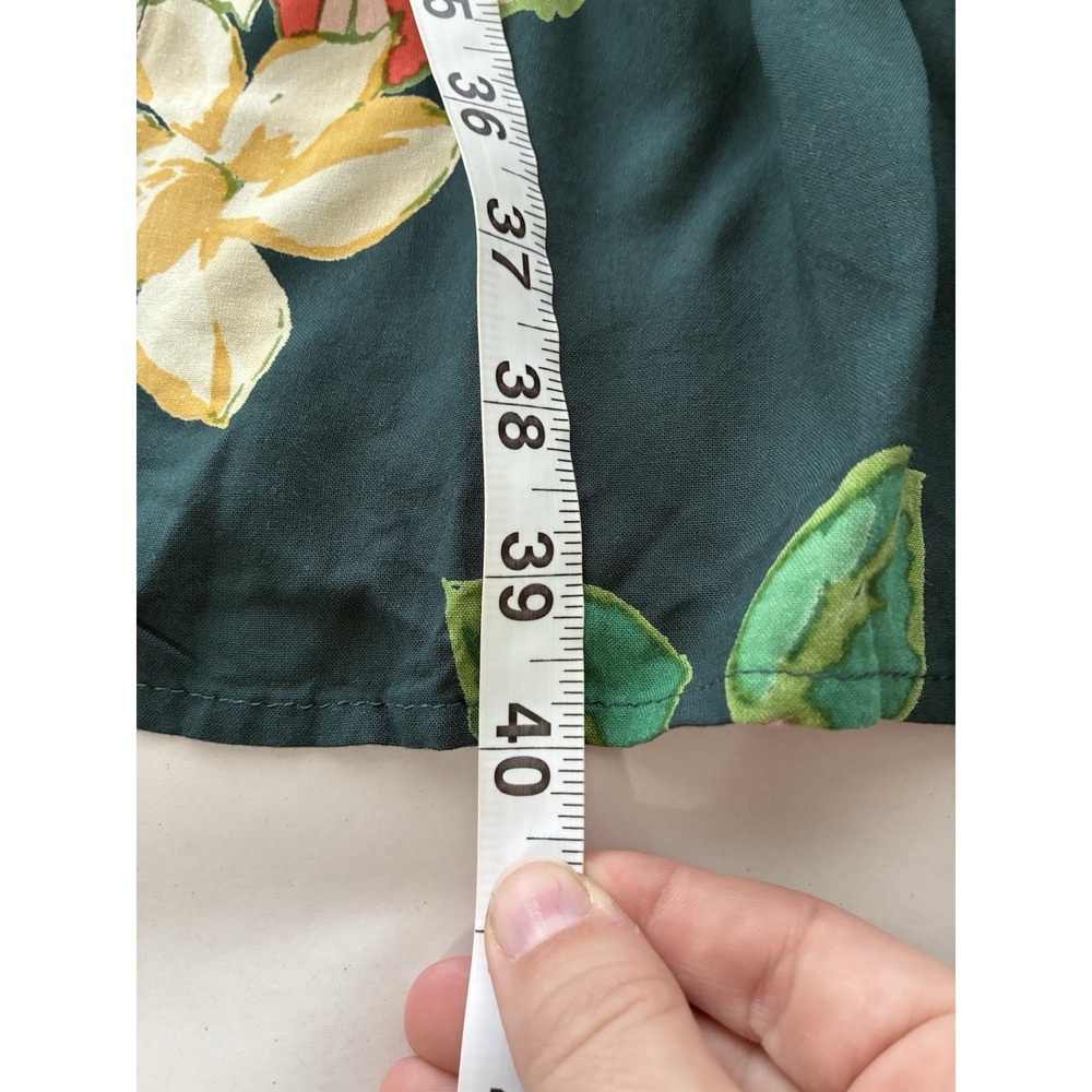 Patrons Of Peace Green Tropical Floral Pull On Maxi Skirt Sz M Side Slit Resort - Picture 6 of 8